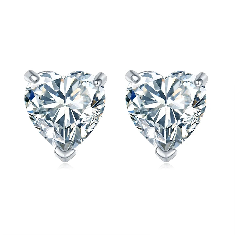 Valentine Gift 925 Sterling Silver Stud Earrings Women Jewelry Cubic Zirconia Heart Earrings