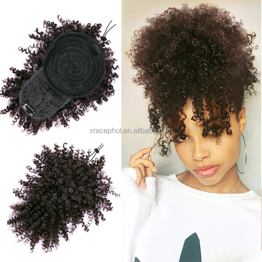 Wholesale 80g Large Full Hair Bun with Bangs Short Elastic Drawstring Messy Synthetic Hair Buns for Women