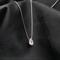 Minimalist Jewelry Teardrop Shape Zircon Necklace 925 Sterling Silver Oval CZ Pendant Necklace Girls Engagement Birthday Gift