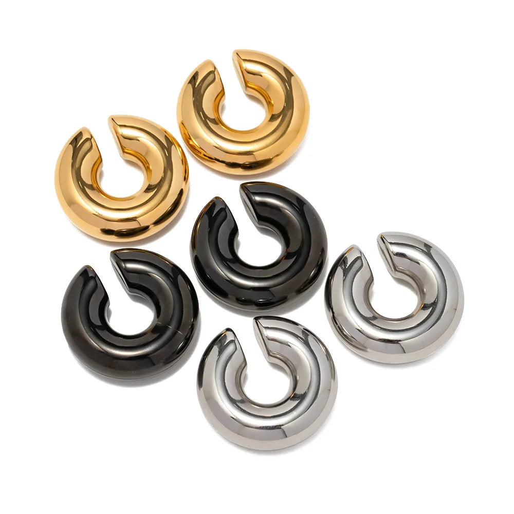 Fashion Non Pierced Cuff Earring 18K Gold Plated Jewelry Chunky Stainless Steel Cartilage Ear Cuff Clip on Earrings YF3347