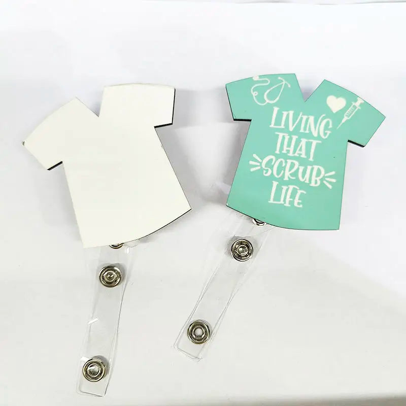 Scrub Badge Reel Sublimation Badge Reel Blank MDF Name Tag