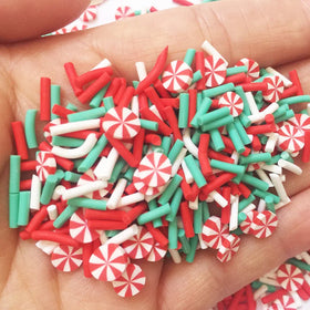 Christmas Candy 3D Slime chunky Accessories Mix Round Flat clay Sugar Sprinkles and Nail Art Stickers Made From Durable Plastic