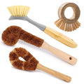 Hot Natural Coconut Palm Artifact Wash Household Non-Stick Oil Kitchen Pot Coconut Fiber Cleaning Brush with Wooden Long Handle