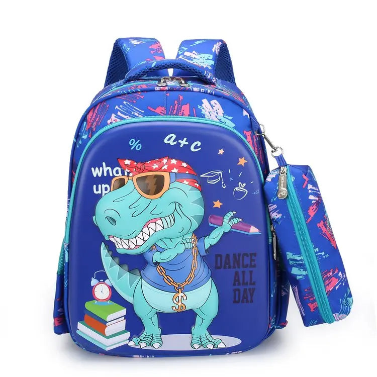 WEIYI Unicorn & Dinosaur Cartoon Kids Schoolbag Waterproof Polyester Fashion Zipper Closure Travel Bag