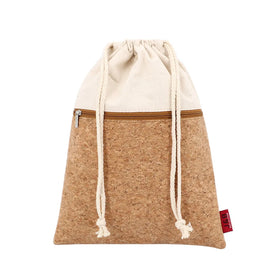Wholesale OEM Cork Drawstring Bags Pocket Natural Cotton Canvas Gift Pouch Makeup Bag Drawstring Packaging Bag