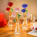 2025 New Gifts Artificial K9 Crystal Rose Flower with Vase