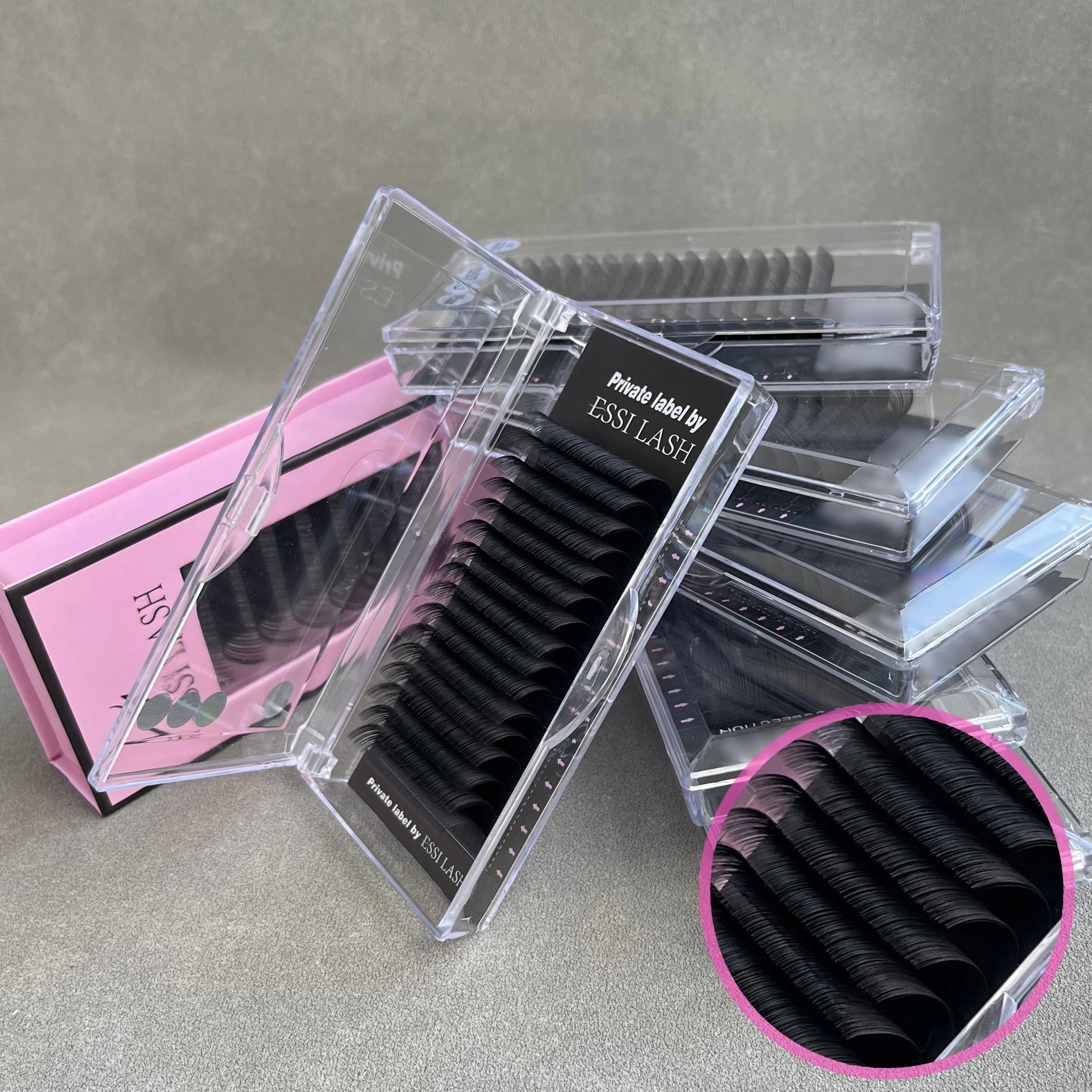 Pesta As Wholesale Private Label Cashmere Lash Tray Matte Dark Black Russian Volume 0.03 05 Individual Eyelashes Extensions