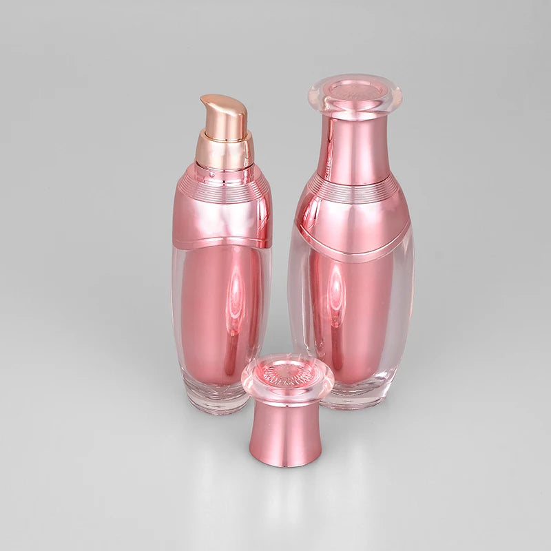 50ml in Stock Ready to Ship Luxury Rose Gold Silver Empty Lotion Pump Bottle for Serum Essence Cosmetic Packaging