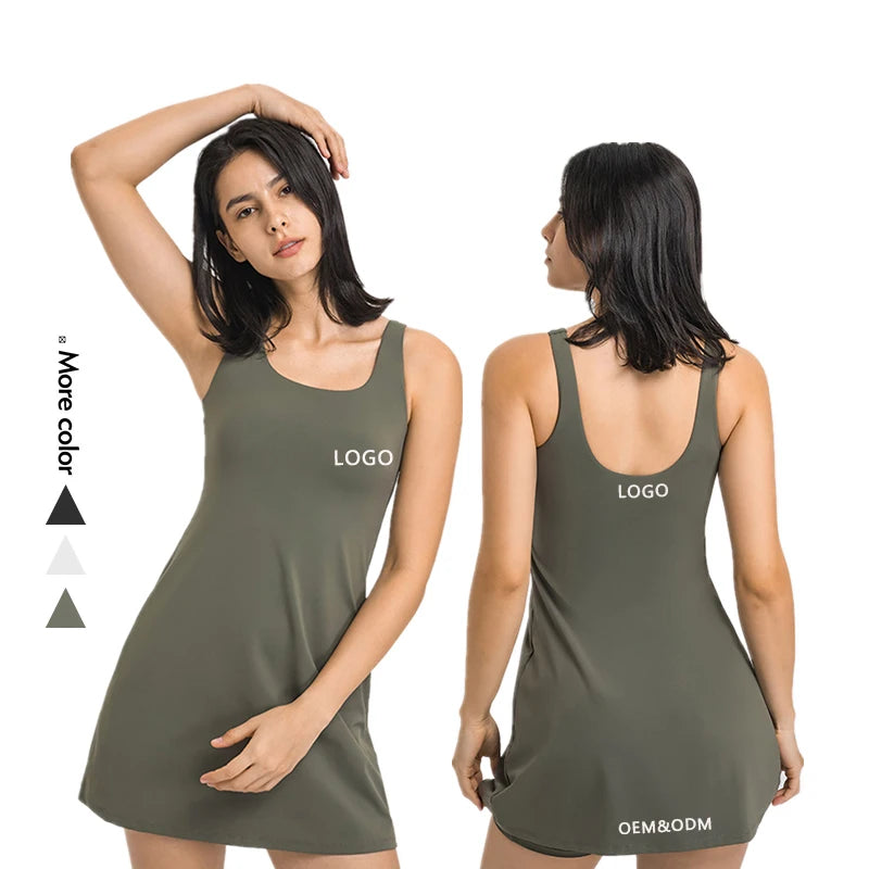 Xsunwing Women's Reversible Sports Dress Custom Workout Golf Yoga Tennis Apparel Pocket-Dropshipping Plus Size Options WDQ200