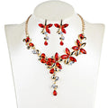 Fashion Glass Crystal Necklace and Earring Jewelry Korean Chemical Gold Plated Party Jewelry Sets Rich Colors for Women