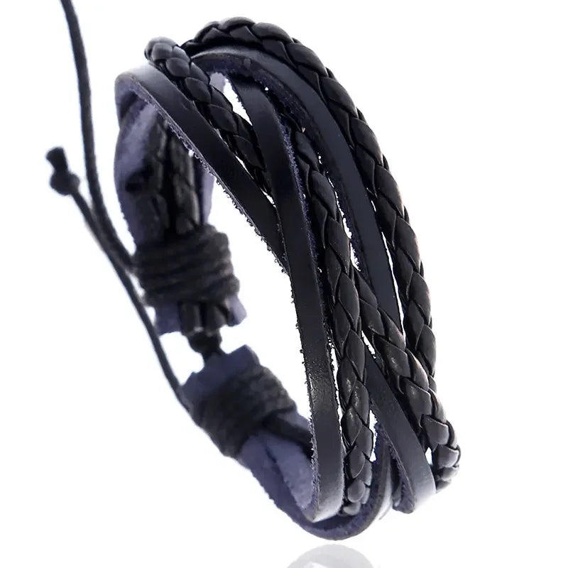 Wholesale  Handmade Woven Leather  Bracelet Classic Vintage Bracelets for Men Women Gifts