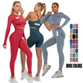 New Colors Women Yoga Suit Seamless Long Sleeve Crop Top and Leggings Yoga Gym Sets Fitness Women
