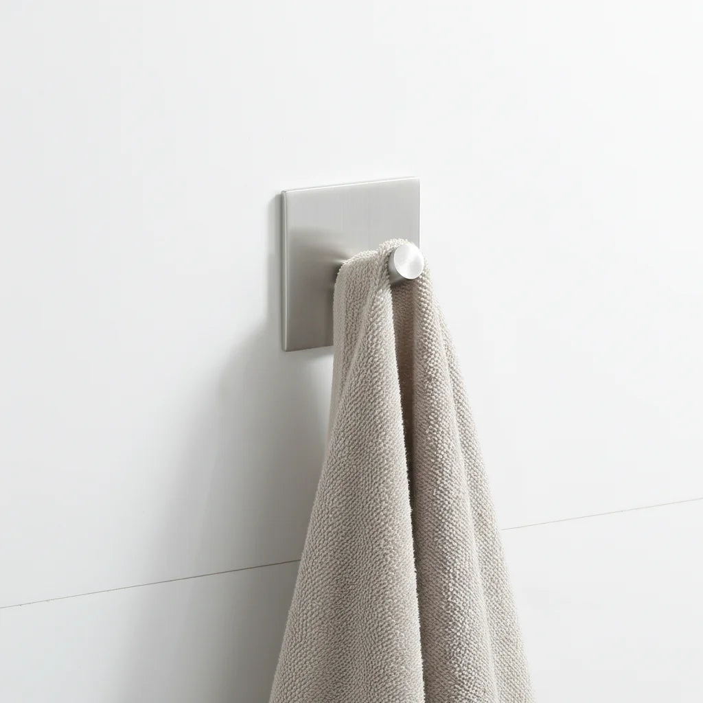 Nickel Brushed Eco-Friendly Multifunction Square Stainless Steel Self-adhesive Towel Clothing Hook Hanger for Kitchen Bathroom