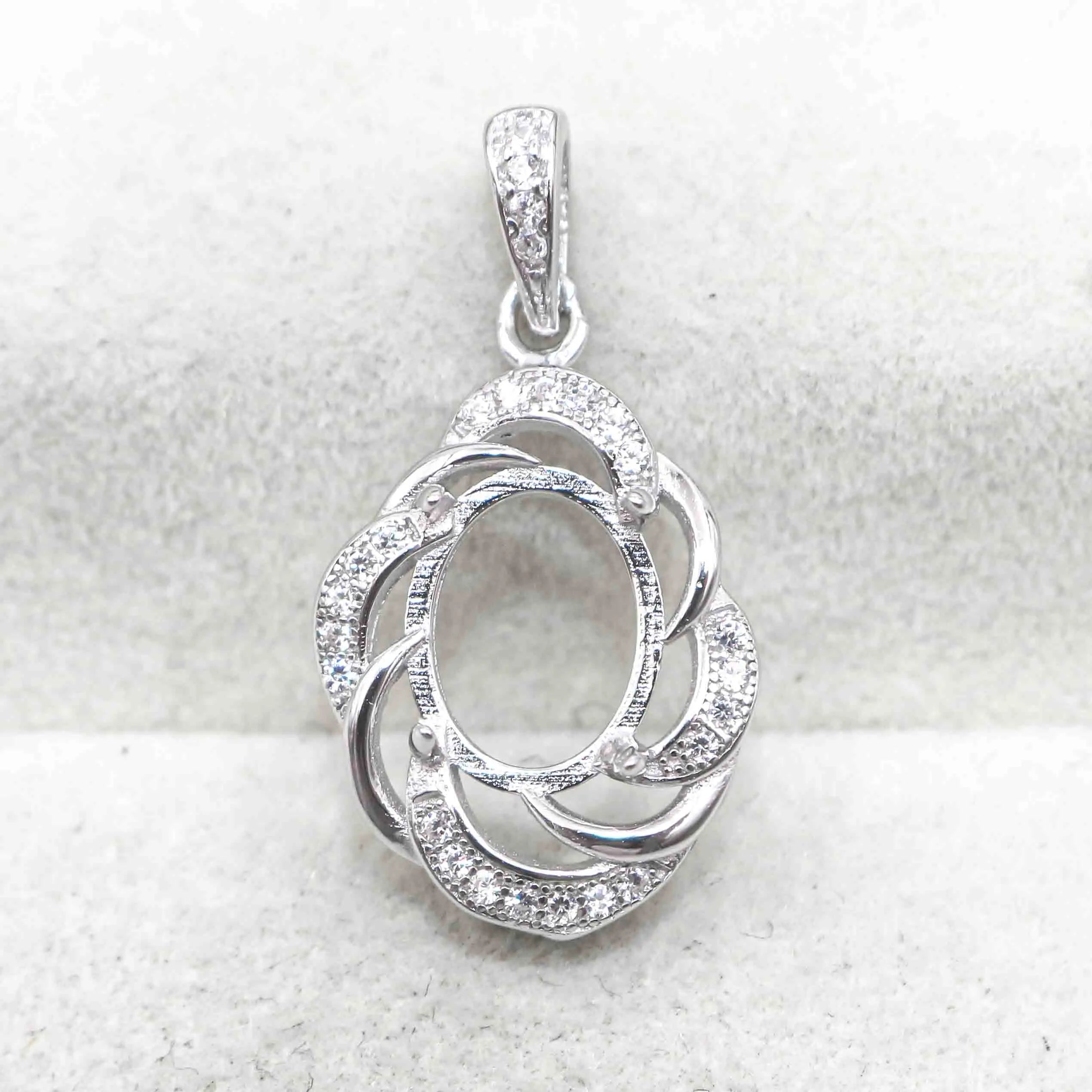 Sterling Silver 8*10mm Semi Mount Pendant Empty Support Blank Claws Setting S925 Base Holder Without Center Stone Inlay for DIY
