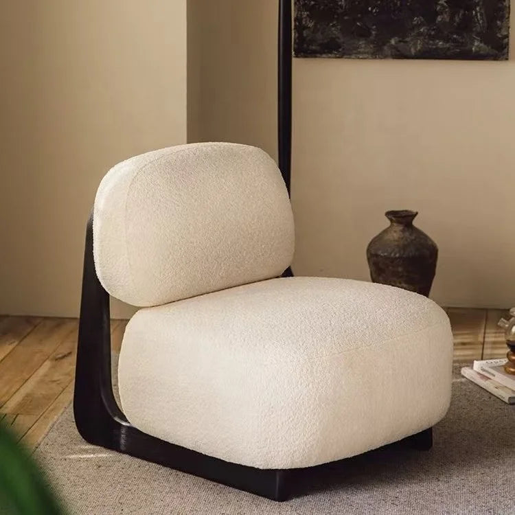 Modern Luxury Scandinavian Design Alpaca Velvet Tufted Sponge Filled Single Sofa Chair for Villa Living Room Lounge