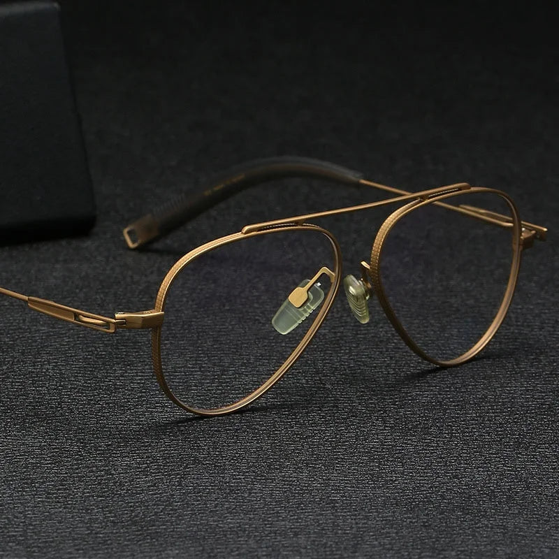 Double Bridge Lens Eyeglasses for Men Vintage Pure Titanium Optical Frames Imported Spectacles Comfortable Double Bridge Design