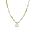 Simple Design Elegant Geometric Stainless Steel Gold Round Zircon Pendant Women Initial Tennis Necklace