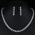 New Factory Luxury Crystal Wedding Jewelry Shiny Bridal Necklace Earrings Set Elegant Flower Zircon Jewelry Set for Women