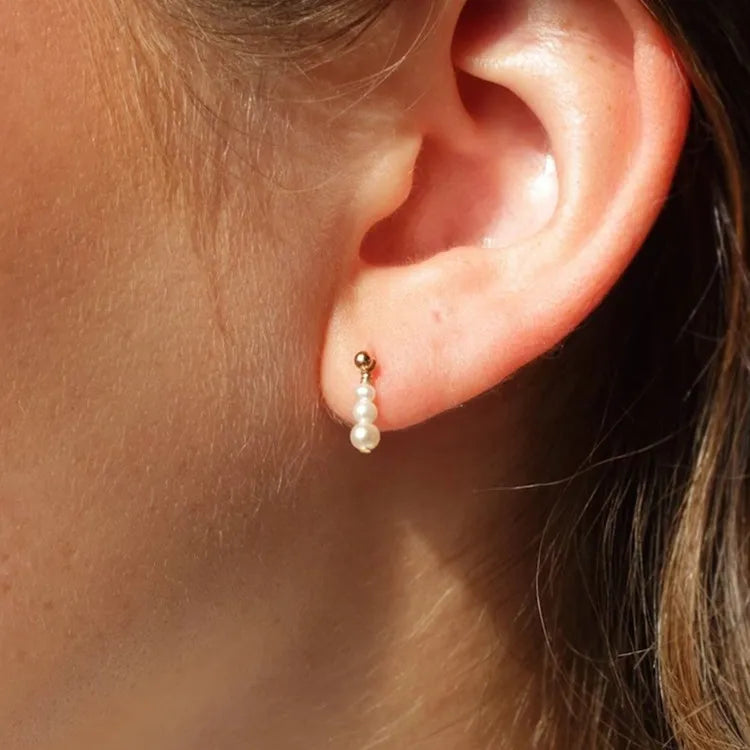 Dainty Minimalist Handmade Friendship Fine Jewelry 925 Sterling Silver Real Fresh Water Pearl Drop Earrings