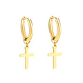 Luxury Simple Fashion Cross Stainless Steel Hoop Earrings for Men Women