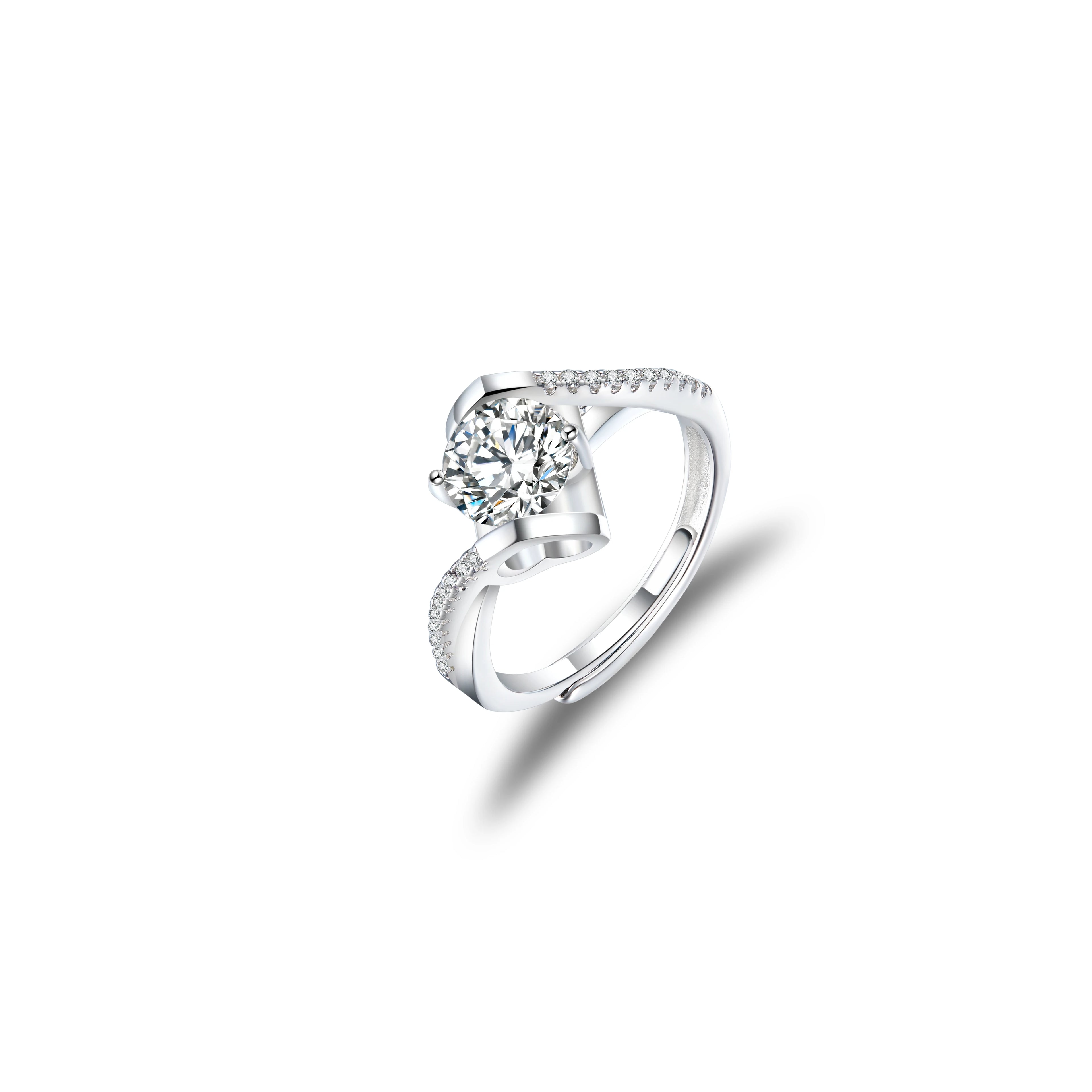 Abiding Jewelry Luxury 925 Sterling Silver Ring Ladies Adjustable Rings New Design Moissanite Engagement Wedding Rings