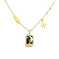 Stylish New Trend Clavicle Necklace with Initial Square 18K Gold Star 18K Plated Stainless Steel Link Chain
