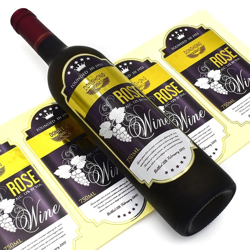 Hot Stamping Silver Roll Waterproof Adhesive Sticker Label Private for Wine Bottle