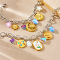 New Stainless Steel Chain Charm Bracelet Non Tarnish Waterproof 18k Pvd Gold Plated Flower Star Heart Charm Bracelet Jewelry