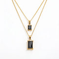 Joolim Jewelry  Black Stone Layered Necklace Double Layer Necklace 18k Gold Plated Jewelry Wholesale