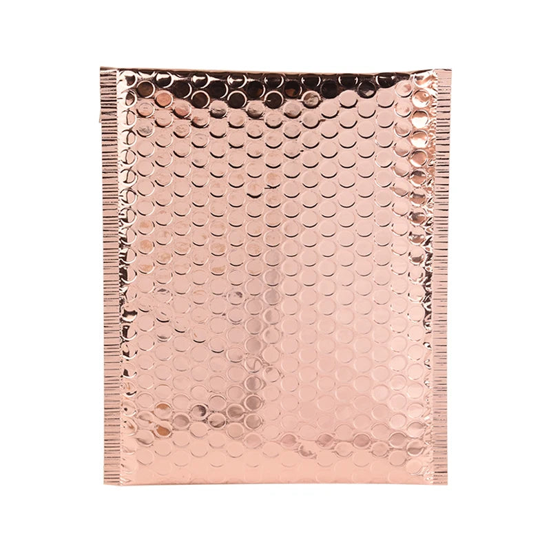 Custom Self Seal Padded Envelopes Golden Rose Gold Metallic Bubble Mailer Bags with Logo Printing
