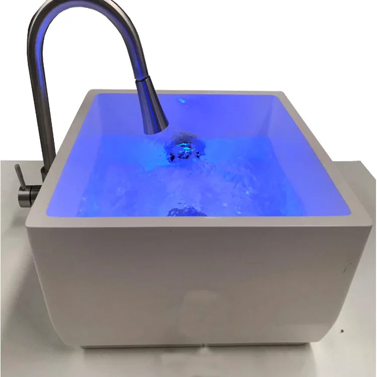 Modern Luxury White square Spa Pedicure Sink With Lighting/pedicure square Sink