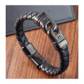 Vintage Men Minimalist Genuine Leather Braided Stainless Steel Magnetic Clasp Bracelet Wholesale Supplier Custom Logo Gift