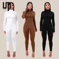 Liu Ming Customized Women Casual Sportswear High Neck Leggings Club Party Plain Black White Brown Jumpsuit