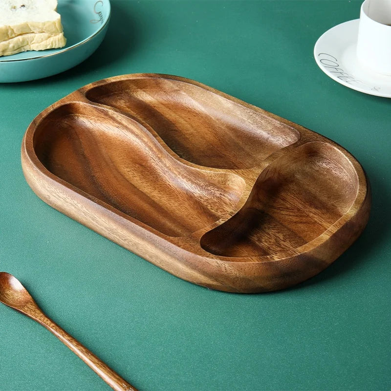 Creative Oak Home Fruit Tray Simple Grid Dry Fruit Tray European-style Nut Tray Hotel Dim Sum Plate