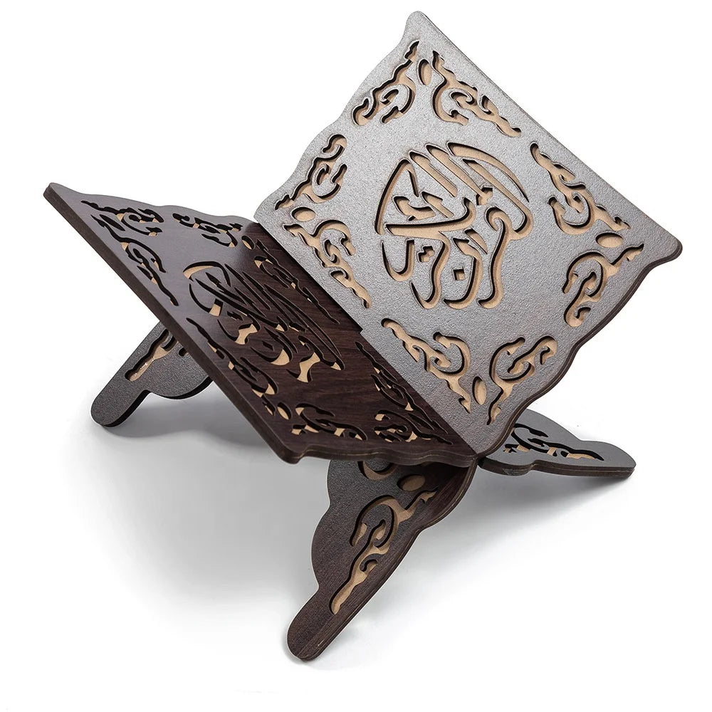Novelty Ramadan Mubarak Favor Eid Mubarak Gift Arabic Muslim Islamic Scriptures MDF Carving Quran Bookshelf