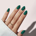 BTArtbox Solid Color Natural Reusable Stick on False Nails Press Wholesale Soft Gel Dark Green Short Oval Press on Nails Bulk