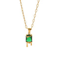 Wholesale Luxury Necklace Stainless Steel 18K PVD Plating Lava Water Drop Green Cubic Zircon Necklace for Women