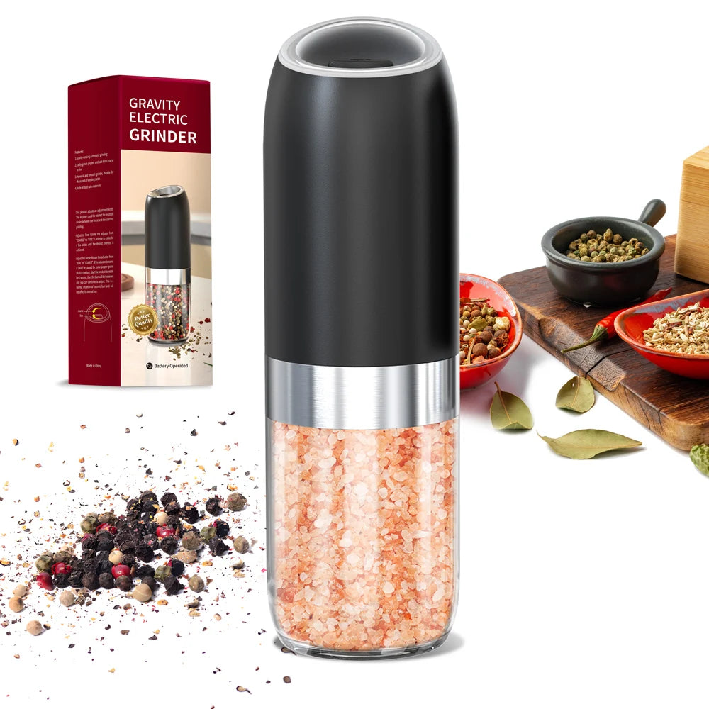 Original Factory 176ML Large Capacity Pepper Mill Battery-operated Portable Electric Gravity Pepper Mill Salt Grinder