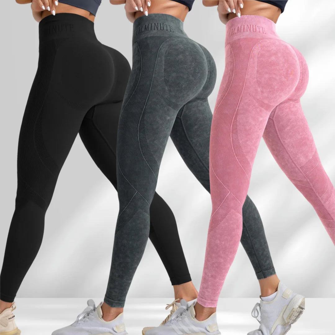 Women's Seamless Yoga Pants Sand-Washed Quick-Dry High-Waisted Butt Lift Letter Print Gym Workout Leggings