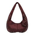 Women's Luxury Matte PU Rivet Handbag Single Vegan Leather Tote Bag with Tassel Fashionable Summer Style PU Durable Shoulder Bag