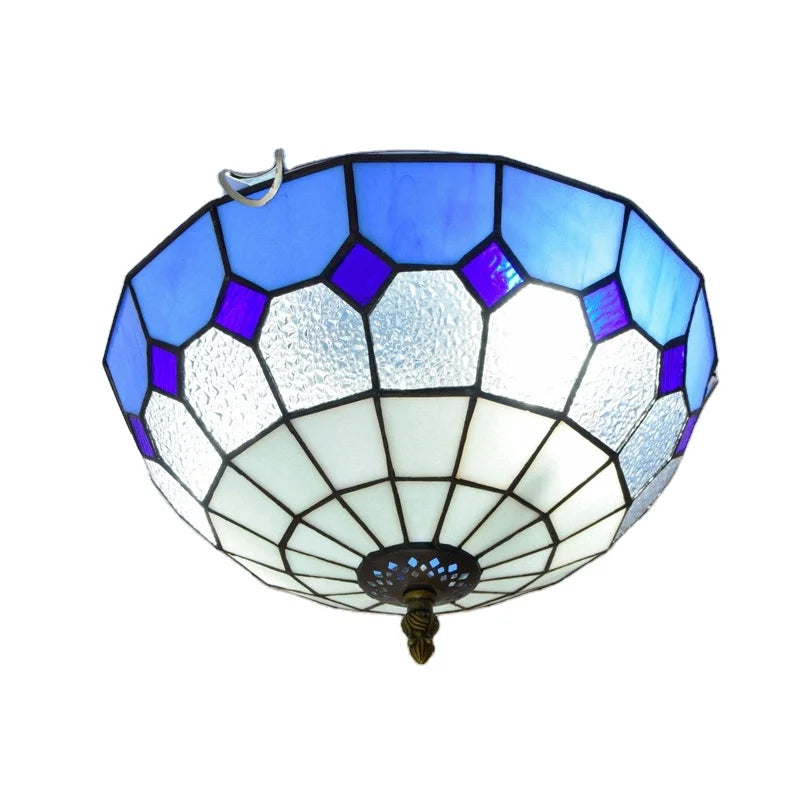 12 Inch Vintage Handmade Stained Glass Lamp Kids Room Ceiling Pendant Bedroom Light Lamp Shade Fixtures House Lighting Led