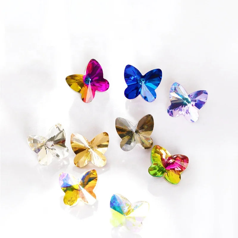 High Quality K9 Glass  Butterfly Shape Point Back AB Rhinestones for Nail