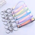 Sparkling PVC Leather Rope Iridescence Laser Glitter Car Holder Keychain With Lobster Clasp Women Backpack Pendant Gift Keyring