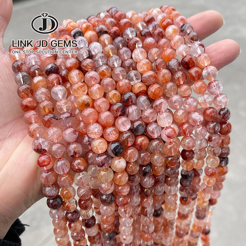 JD Wholesale Semi-Precious Loose Crystal Beads 4-12mm Pick Size Natural Red Flower Quartz Brilliant Cut CNAS Certified for