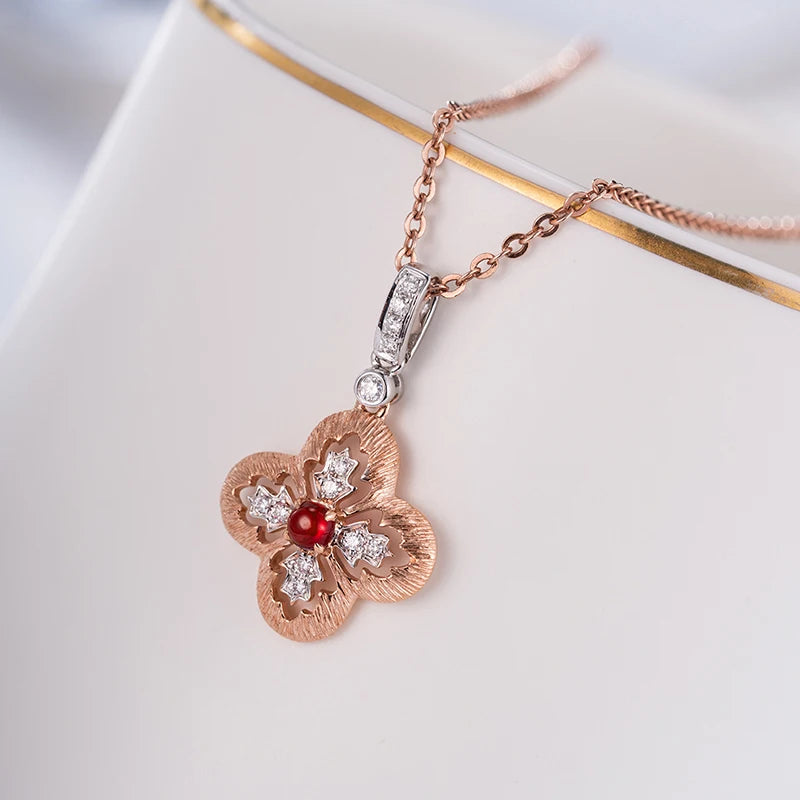 Hot Sale Natural Ruby Classic Necklace Pendants 18k Gold Pendant Women Fine Natural Diamond Jewelry