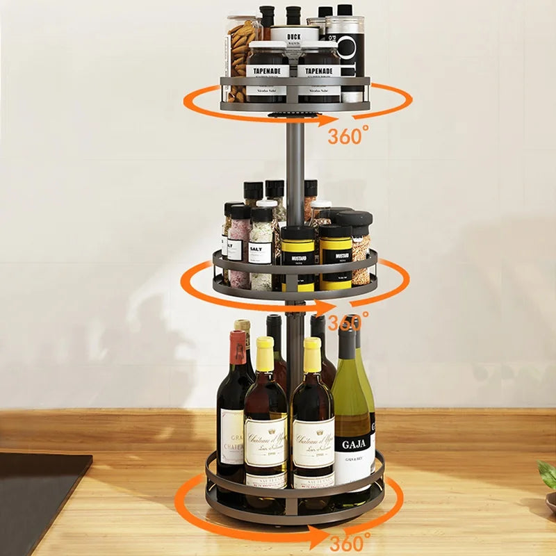 Wholesale Countertop 3-tier Stand Rotating Moveable Fridge  Spice Rack Corner Kitchen Storage Cabinet Organizer Bathroom Shelf