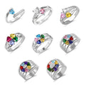 Adjustable Crystal and Brass Promise Ring Trendy Classic Wedding Rings Set Couple Engagement Ring for Women