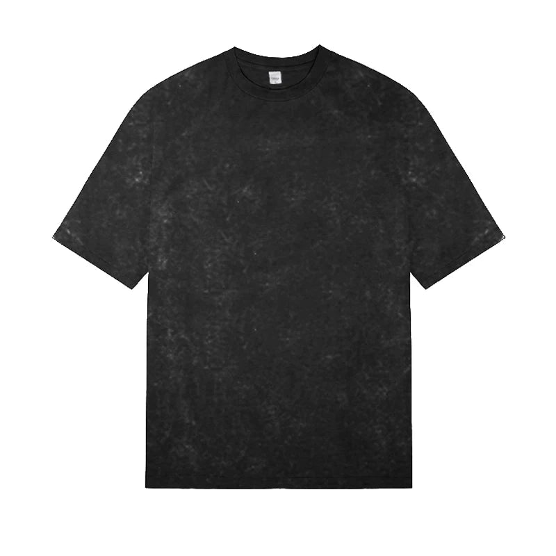 Mens Oversized Fit Short Sleeve T-shirt With Dropped Shoulder Washed Distressed Cotton Loose Fitness Gym Bodybuilding T Shirt