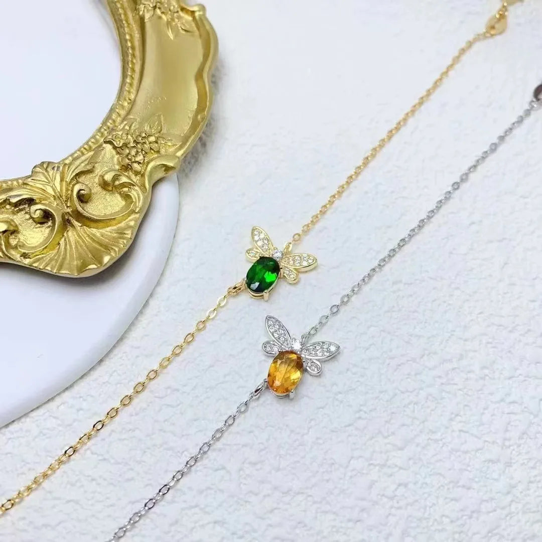 Wholesale 925 Sterling Silver 18K Gold & Rhodium Plated Natural Gemstone Chain Bracelet for Party & Gift