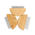Wholesale Custom Bamboo Wood Pet Metal Long Needle Hair Comb Cat Dog Flea Comb Long and Short Pin Grooming Comb